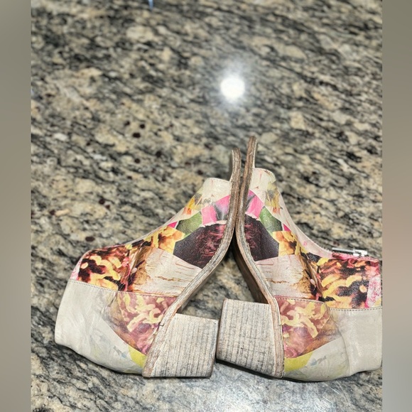 Diesel Floral Distressed Leather open toe ankle booties women size 38 - Picture 5 of 11